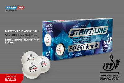 Мячи Start line EXPERT V40+ 3* (ITTF) (10 шт)